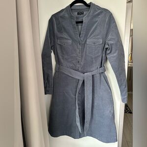 Zilch Amsterdam Gray Long Sleeve Belted Dress